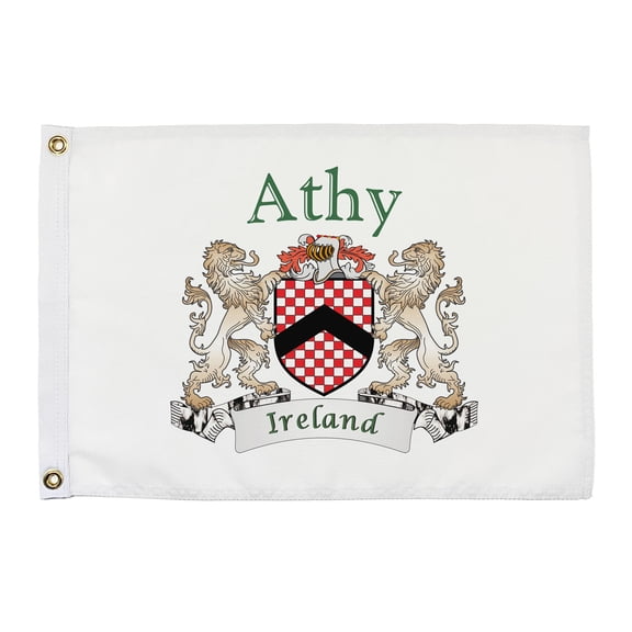 Athy Irish Coat of Arms Small White Flag - 16"x10.5" inches