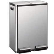 Atilioo 16 Gallon Dual Compartment Trash Can, Stainless Steel Garbage Can with Foot Pedal, Soft-Close Lid, 2 x 30 L Large Capacity Recycling Bin, Perfect for Kitchen, Office