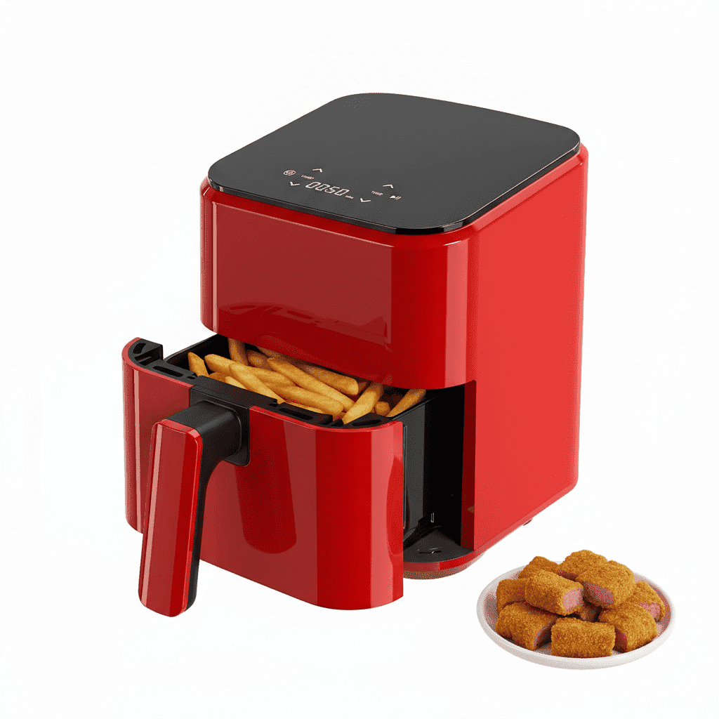 Atilioo 3 Qt Air fryer, Compact Digital Touchscreen Small Air Cooker with Timer, Non-Stick & Dishwasher Safe, Red