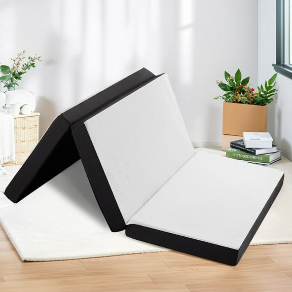 Atilioo 3 inch Folding Mattress with Removable Cover, Tri-Fold Memory Foam Mattress for Travelling, Camping, RV, Guest Mat, Single Size