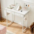 thumbnail image 1 of Atilioo 31" Small Computer Desk with 2 Fabric Drawers & Headphone Hook, PC Writing Study Table with Sturdy Metal Frame, Easy Assembly for Home Office, White, 1 of 7