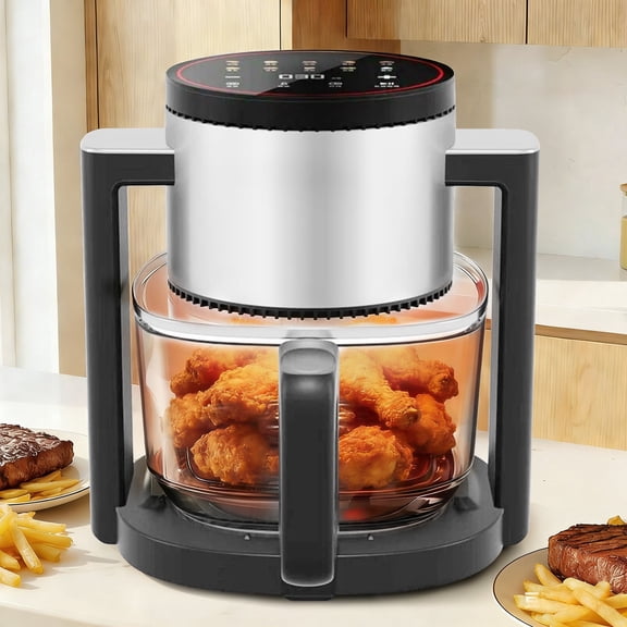 Atilioo 4.7 Qt Glass Air Fryer with 10 Presets Digital Touch, Compact Design, Quick & Easy Meals in Minutes, Gray