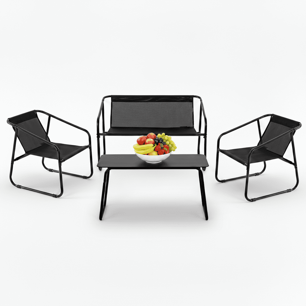 Atilioo 4 Piece Patio Furniture Set, Textilene Outdoor Furniture Set with Chairs & Table, Conversation Set for Lawn, Garden, Balcony, Yard, Poolside, Black