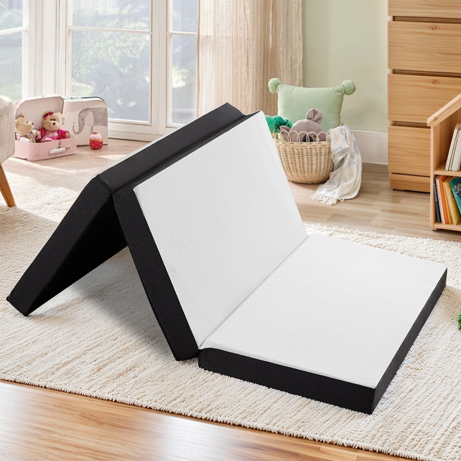 Atilioo 4 inch Tri Folding Memory Foam Mattress with Removable and Washable Cover, Portable Mattress for Guest Bed, RV, Camping, Full Size