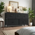 thumbnail image 1 of Atilioo 5 Drawers Storage Dresser, Fabric Closet Organizer with Sturdy Wooden Top and Metal Frame, Perfect for Bedroom, Hallway, or Living Room, Black, 1 of 12