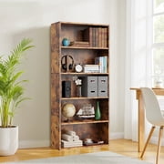 Atilioo 5-Tier Bookcase with Adjustable Shelves, 53 Tall Storage Cube Organizer for Living Room, Bedroom, Easy Assembly, Brown