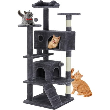 Atilioo 54 inch Cat tree with Scratching Post Tower Multi-Leve Cat Condo Pet House Play, Gray