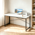 thumbnail image 1 of Atilioo 55 Inch Computer Office Desk, Ergonomic Table for Writing Gaming Work Study Design for Home Bedroom, White, 1 of 7