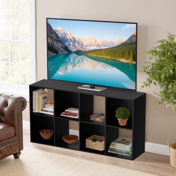 Atilioo 8 Cube Storage Organizer, Open Bookcase, Space-Saving Display Shelf with Removable Back Panels, Easy Assembly, Black