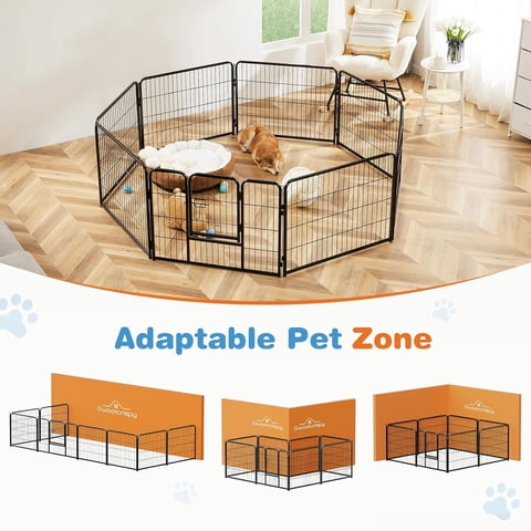 Atilioo 8-Panel Foldable Pet Playpen, 32" Height Metal Dog Fence with Door for Dogs