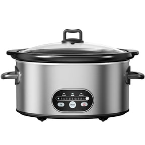 Atilioo 8 Quart Slow Cooker with Ceramic Non-Stick Pot, Programmable Timer & Temperature Control, Removable Stoneware, Dishwasher Safe, Family Size Serves 10 People, Silver