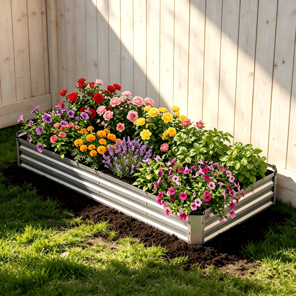 Atilioo 8x4x1ft Raised Garden Bed, Outdoor Metal Planter Box for Vegetables, Flowers, Herbs, Galvanized Non Toxic Materials, Silver