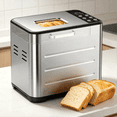 thumbnail image 1 of Atilioo Automatic Bread Maker Machine, 21‑in‑1 Multi‑Function, LCD Display Programmable Timer, Stainless Steel Compact, Up to 2 lbs Capacity, 3 Crust Colors, Silver, 1 of 8