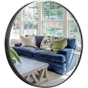 Atilioo Black Round Mirror, 30 inch Circle Mirror Metal Framed Wall Mirror Large Vanity Hanging Decorative Mirrors for Wall Bathroom Bedroom Living Room