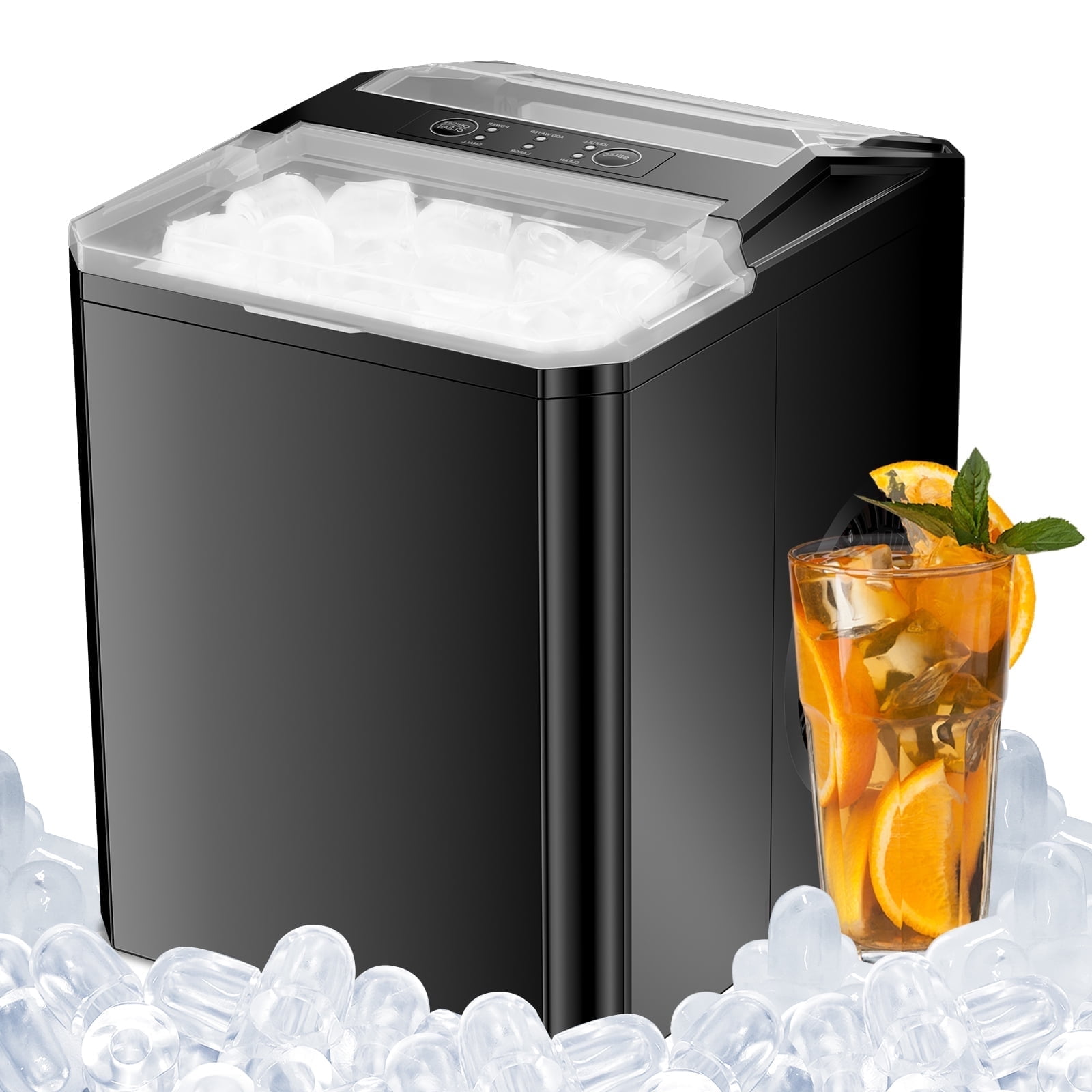 Atilioo Countertop Ice Maker, 26Lbs/24H, 9 Ice in 6 Mins, Portable Ice Machine with Self-Cleaning, Saving Energy, for Home/Party/Camping/RV, Black