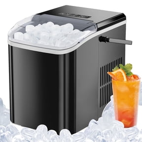 Atilioo Countertop Ice Maker with Handle, Ice in 6Mins, 26 Lbs/24H, 2 Sizes Bullet, Portable Ice Maker Machine with Self-Cleaning for Home/Bar/Camping/RV, Black