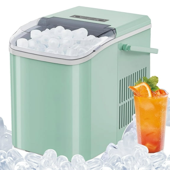 Atilioo Countertop Ice Maker with Handle, Ice in 6Mins, 26 Lbs/24H, 2 Sizes Bullet, Portable Ice Maker Machine with Self-Cleaning for Home/Bar/Camping/RV, Blue