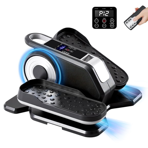 Atilioo Under Desk Elliptical Machine with Remote Control, Electric Elliptical Leg Exerciser, Portable Quiet Seated Pedal Exerciser for Seniors Younger, Silver