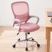 Atilioo Ergonomic Office Chair, Comfy Desk Chair with Adjustable Height & Lumbar Support, Mesh Swivel Rolling Computer Chair with Armrests for Adults, Pink