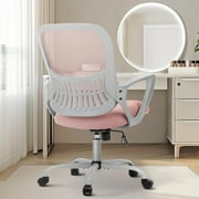 Atilioo Ergonomic Office Chair, Comfy Desk Chair with Adjustable Height & Lumbar Support, Mesh Swivel Rolling Computer Chair with Armrests for Adults, Pink