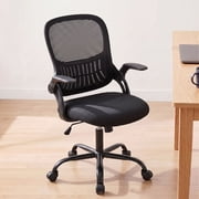 Atilioo Home Office Chair, Ergonomic Computer Desk Mesh Chair with Lumbar Support, Adjustable Swivel Mid-Back Chair with Flip-up Arms, Black