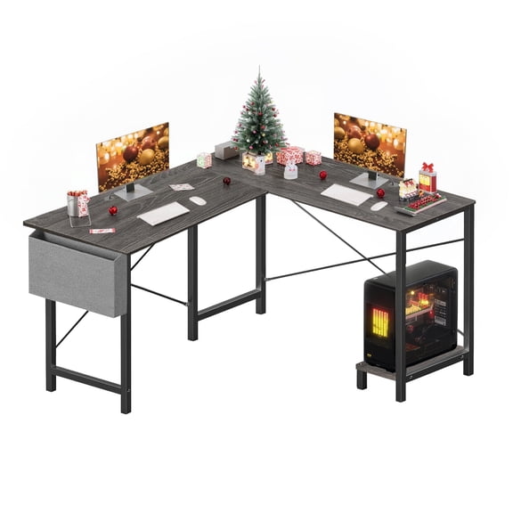 Atilioo Home Office L Shaped Desk, 50 Inch Computer Workstation, Corner Study & Writing Table with Sturdy Metal Frame for Students & Professionals, Gray