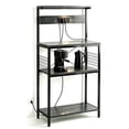 thumbnail image 1 of Atilioo Kitchen Bakers Rack with Power Outlet, 4 Tiers Coffee Bar Table, Oven Microwave Stand, Storage Shelf, Appliance Organizer, 23" Gray, 1 of 11
