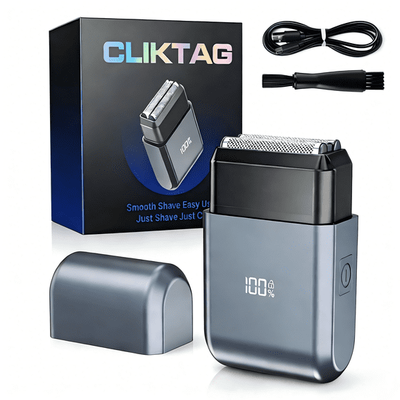 Atilioo Mini Electric Foil Shaver for Men - IPX7 Waterproof Cordless Portable Razor with LED Display, USB-C Fast Rechargeable, 3 Floating Precision Blades for Home & Travel