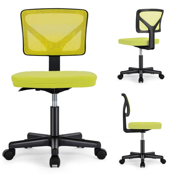 Atilioo Kids Desk Chair, Ergonomic Low-Back Mesh Computer Table Chair with Lumbar Support, Armless Swivel Rolling Chair for Home Bedroom Study, Ideal for Students and Teens, Green