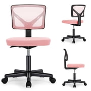 Atilioo Kids Desk Chair, Ergonomic Low-Back Mesh Computer Table Chair with Lumbar Support, Armless Swivel Rolling Chair for Home Bedroom Study, Ideal for Students and Teens, Pink
