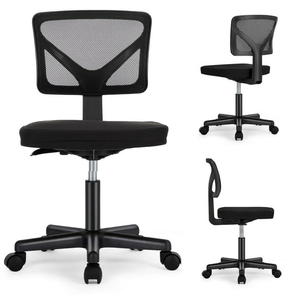 Atilioo Kids Desk Chair, Ergonomic Low-Back Mesh Computer Table Chair with Lumbar Support, Armless Swivel Rolling Chair for Home Bedroom Study, Ideal for Students and Teens, Black