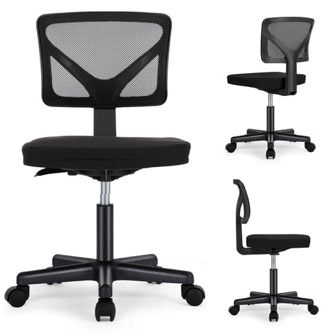 Atilioo Kids Desk Chair, Ergonomic Low-Back Mesh Computer Table Chair with Lumbar Support, Armless Swivel Rolling Chair for Home Bedroom Study, Ideal for Students and Teens, Black
