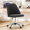 thumbnail image 1 of Atilioo Office Vanity Chair, Armless Computer Desk Chair, 360° Rolling Swivel Adjustable Seat Height, Comfy Fabric Upholstered, Easy to Assemble, Ideal for Bedroom Study Makeup Room, Black, 1 of 7