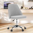 thumbnail image 1 of Atilioo Office Vanity Chair, Armless Computer Desk Chair, 360° Rolling Swivel Adjustable Seat Height, Comfy Fabric Upholstered, Easy to Assemble, Ideal for Bedroom Study Makeup Room, Gray, 1 of 8