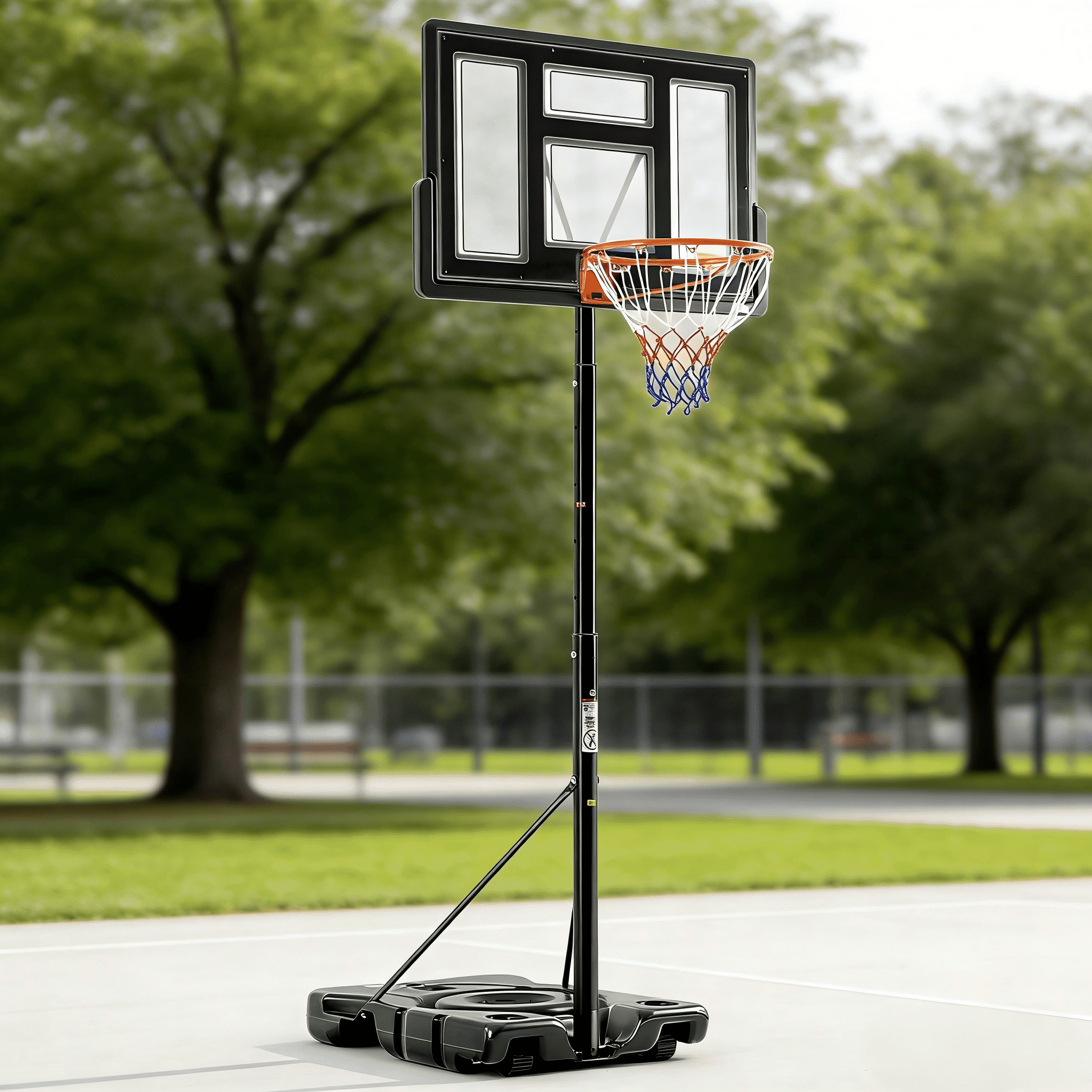 Atilioo Portable Basketball Hoop Stand with 44" Shatterproof Backboard, 6.1-10FT Adjustable Basketball Goal System, 2 Wheels, Fillable Base for Adults and Kids in Indoor/Outdoor, Black