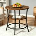 thumbnail image 1 of Atilioo Round Side Table, 2-Tier Sturdy End Table, Nightstand with Steel Frame for Small Space, Brown, 1 of 8