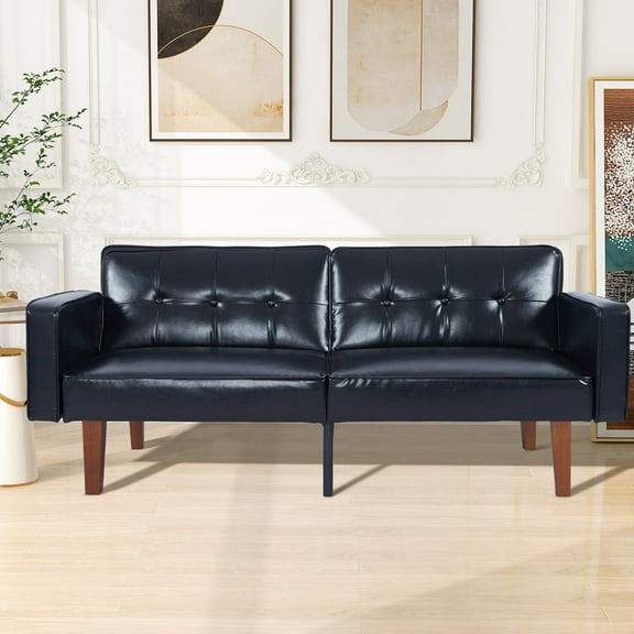 Atilioo Sofa Foam Twin Tufted Futon Frame, Black