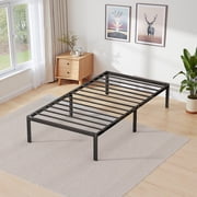 Atilioo Twin Bed Frame with Storage Space Under Frame, 14" Heavy Duty Metal Platform, No Box Spring Needed, Easy Assembly, Black