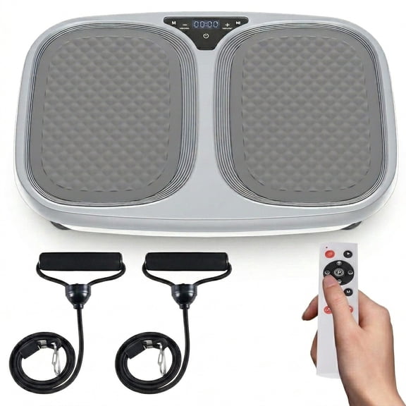 Atilioo Vibration Plate Exercise Machine, Vibrating Platform for Fitness Muscle Activation Weight Loss, Full Body Home Workout Equipment with LED Touch Screen & Pull Ropes & Remote Control, Gray
