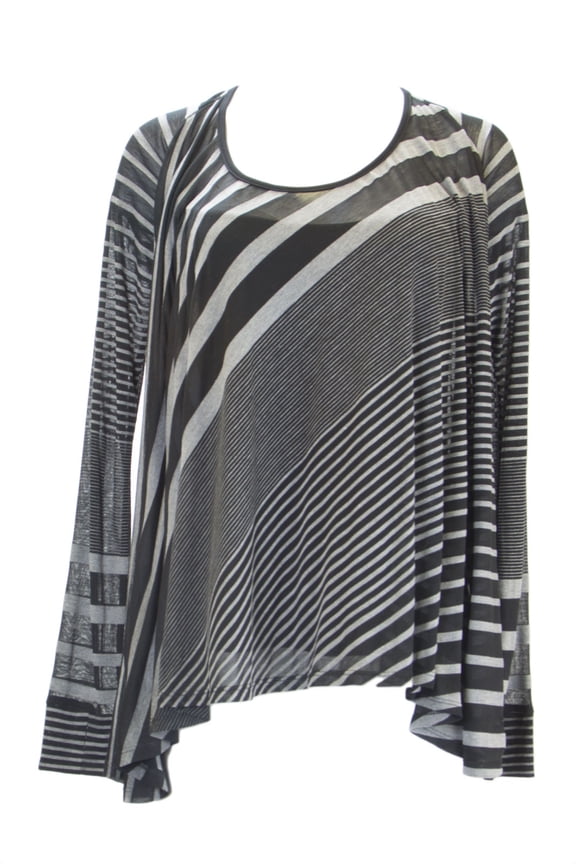 Women's Striped Knit Swing Top Sz X-Small Charcoal