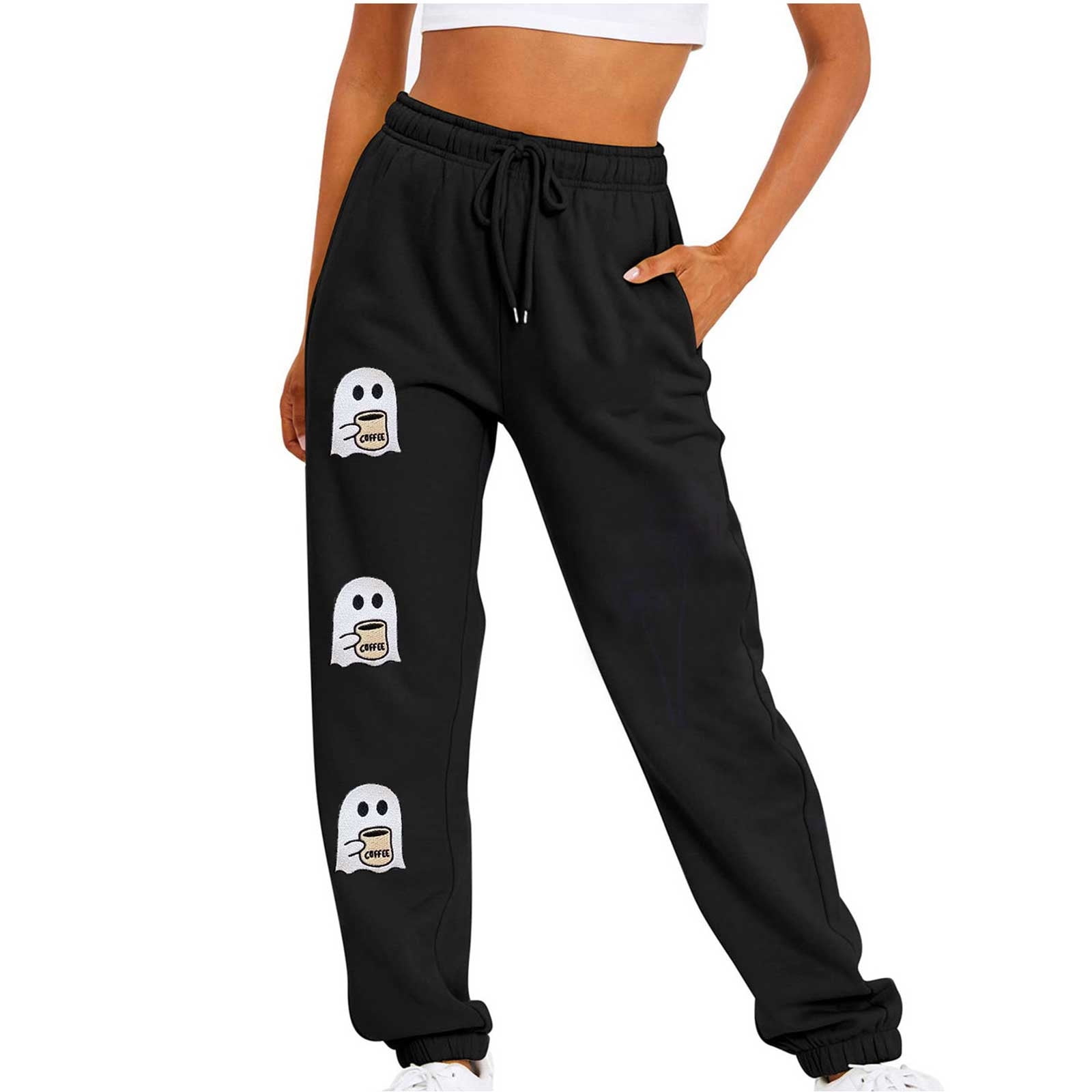 Sweatpants Women Halloween Ghost Print Sweatpants Women's High
