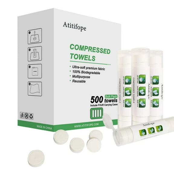 Atitifope Compressed Towels Camping Towel Coin Tissues, Bulk Pack (500 Count)