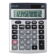 Ativa  12-Digit Desktop Calculator, Silver/Black