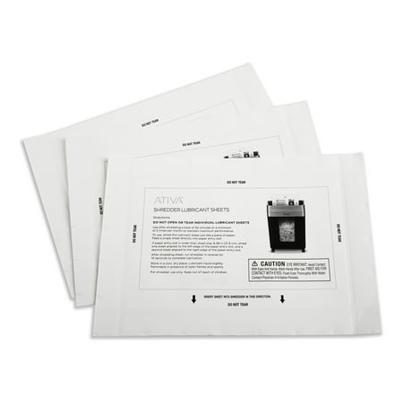 Ativa™ Shredder Lubricant Sheets, Pack Of 100 Sheets