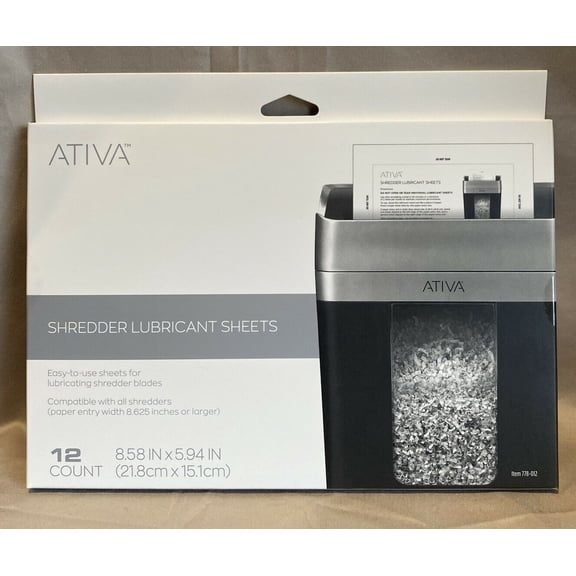 Ativa Shredder Lubricant Sheets, Pack Of 12 Sheets