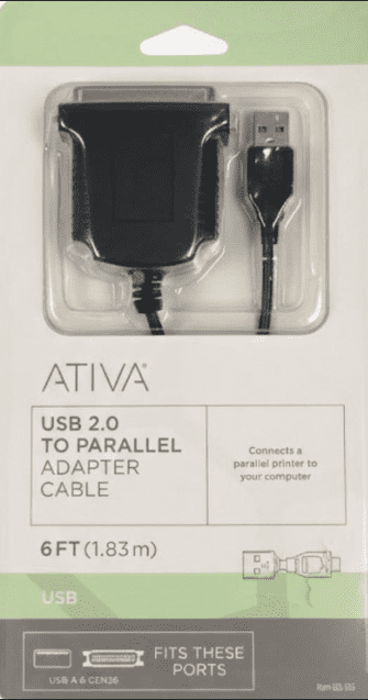 Ativa USB 2.0 to Parallel Adapter Cable, 6-Foot Printer Adapter ...