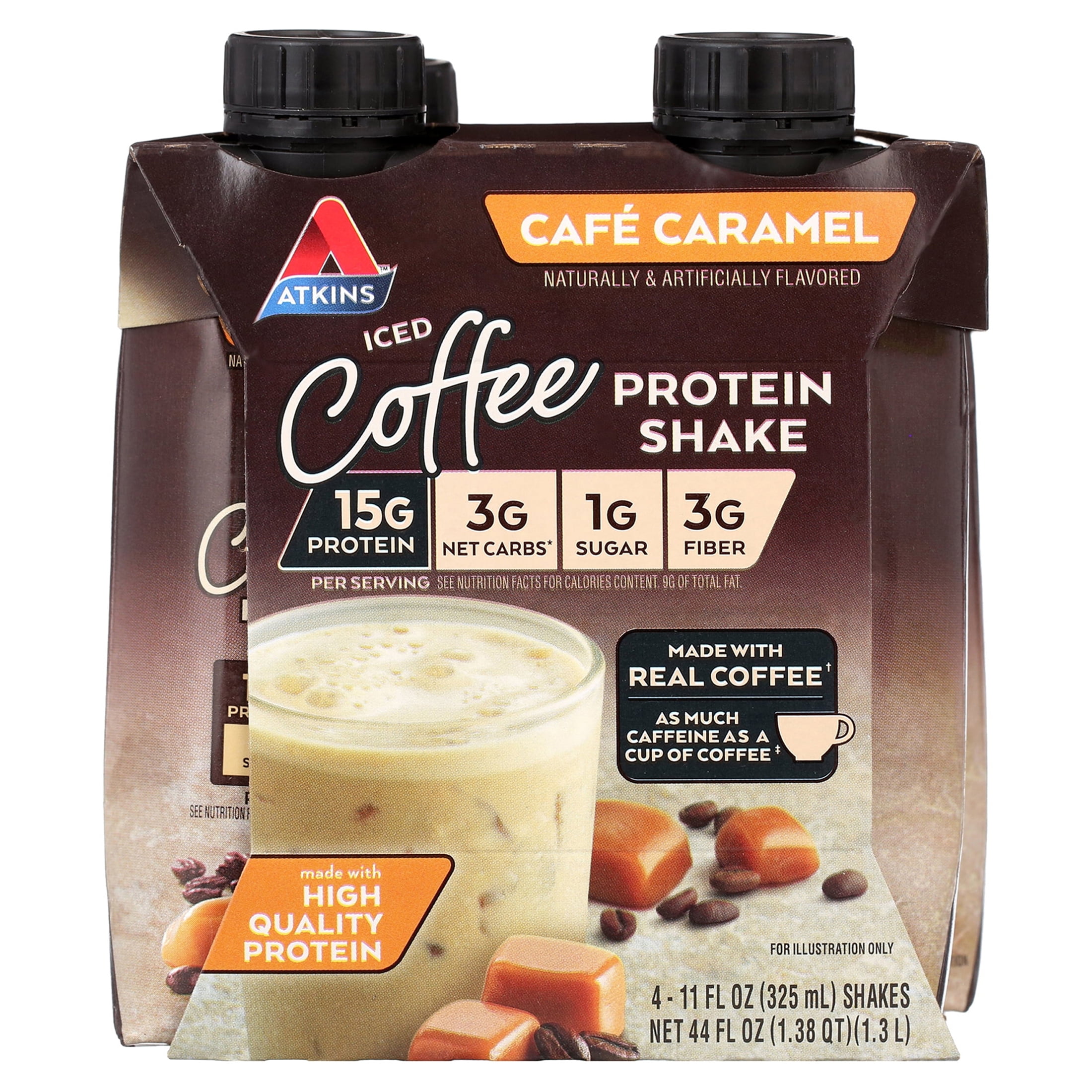 Atkins Protein Shake, Iced Coffee Café Caramel, Ke