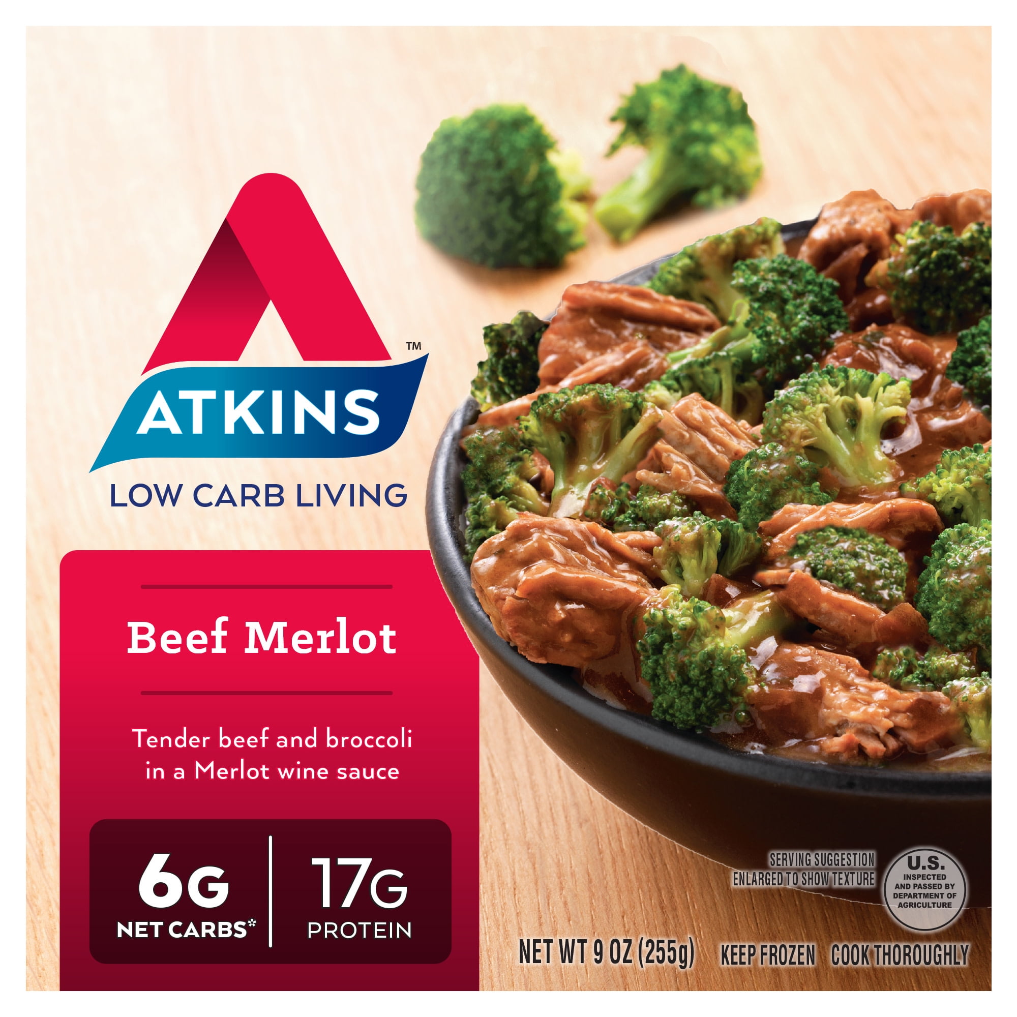 Atkins Beef Merlot Meal 9oz (Frozen Dinner)
