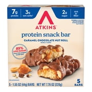 Atkins Snack, Protein Snack Bar, Caramel Chocolate Nut Roll Bars, 7g of Protein, 5 Count