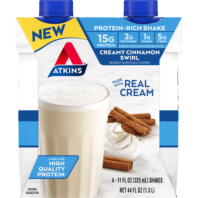 Atkins Creamy Cinnamon Swirl Protein Shake, Low Glycemic, High Protein